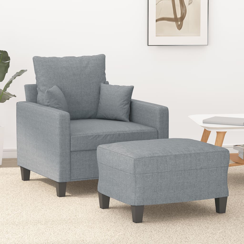 Fauteuil avec repose-pied Gris clair 60 cm Tissu - XIOS