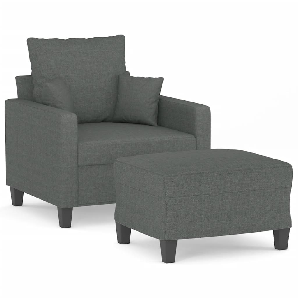 Fauteuil avec repose-pied Gris foncé 60 cm Tissu - XIOS