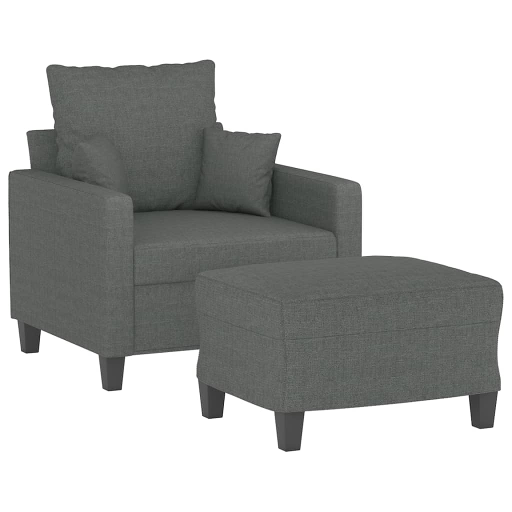 Fauteuil avec repose-pied Gris foncé 60 cm Tissu - XIOS