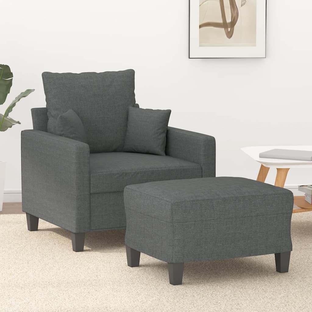 Fauteuil avec repose-pied Gris foncé 60 cm Tissu - XIOS