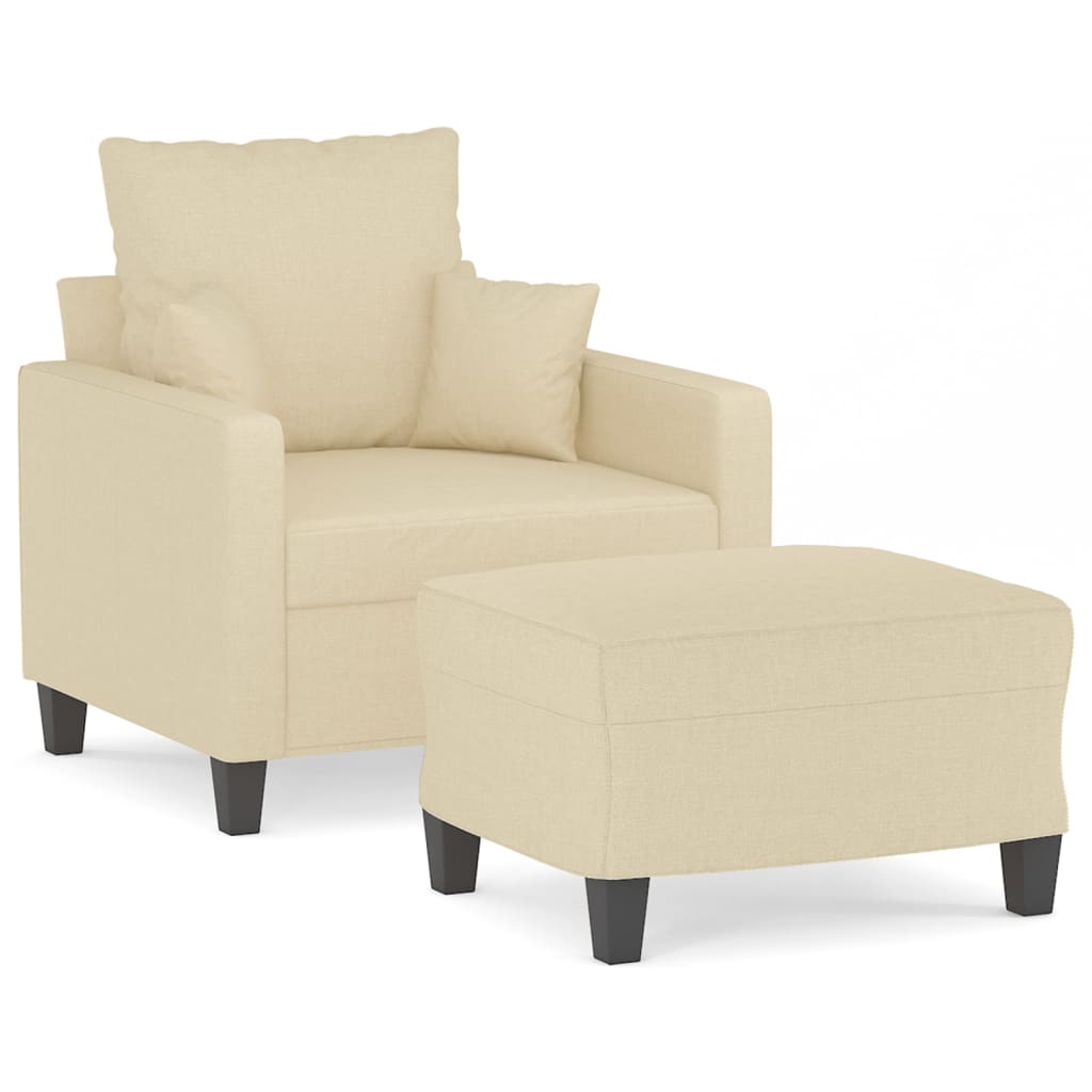 Fauteuil avec repose-pied Crème 60 cm Tissu - XIOS