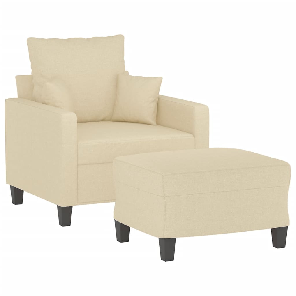 Fauteuil avec repose-pied Crème 60 cm Tissu - XIOS