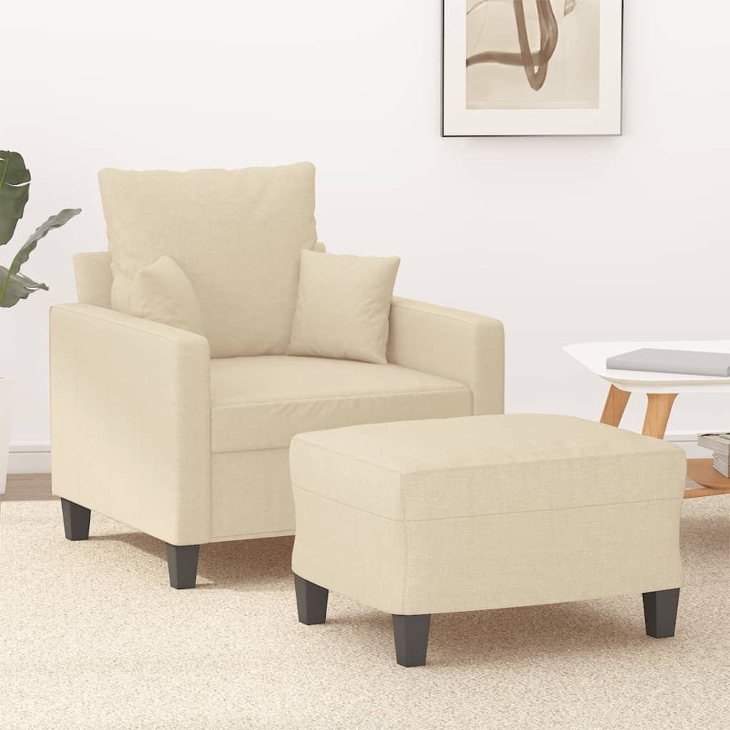 Fauteuil avec repose-pied Crème 60 cm Tissu - XIOS