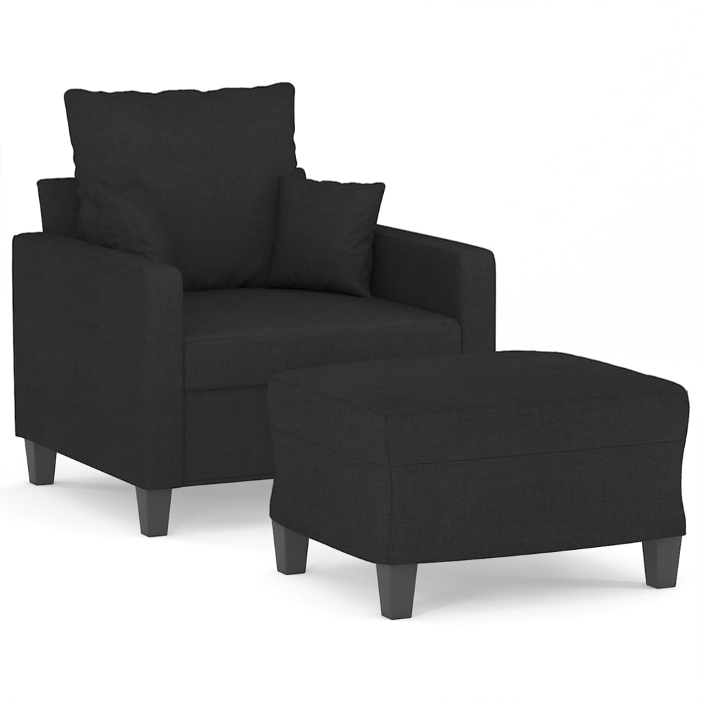 Fauteuil avec repose-pied Noir 60 cm Tissu - XIOS