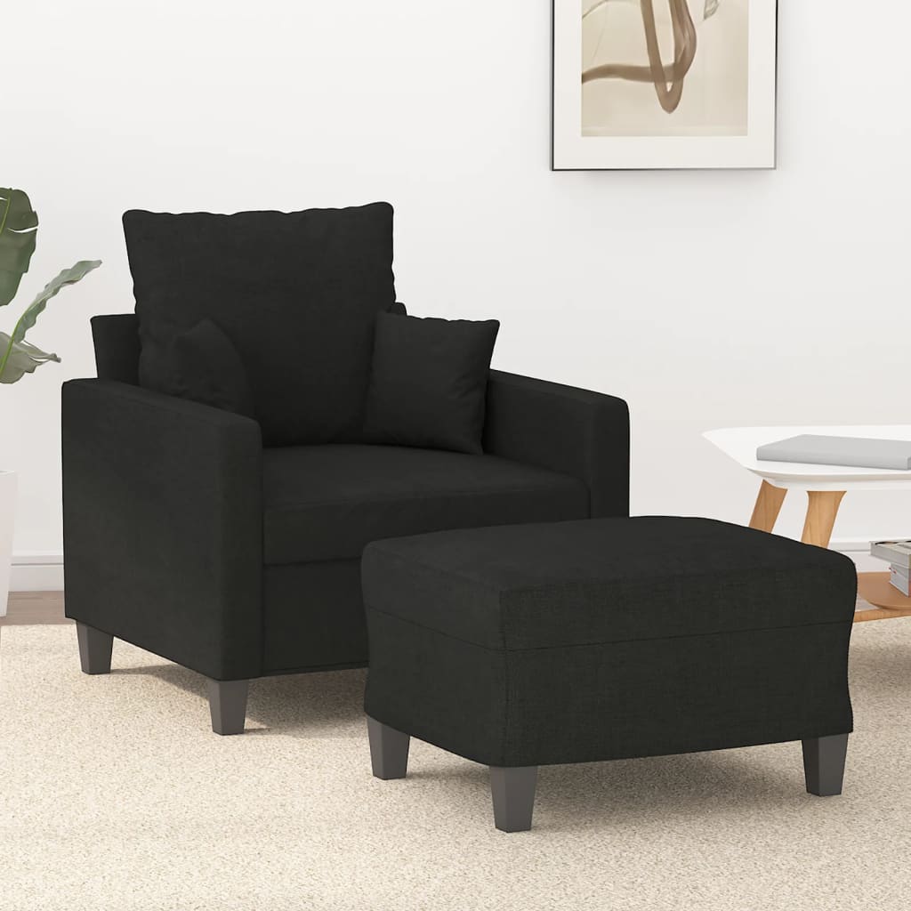 Fauteuil avec repose-pied Noir 60 cm Tissu - XIOS