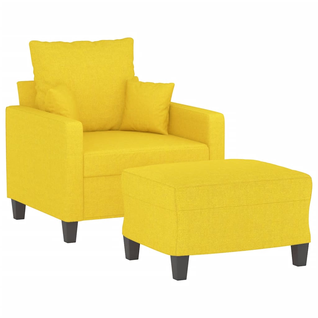 Fauteuil avec repose-pied Jaune clair 60 cm Tissu - XIOS