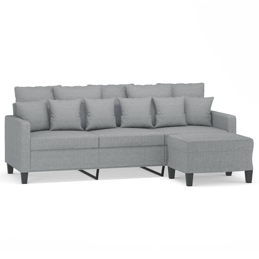 Canapé à 3 places avec repose-pieds Gris clair 180 cm Tissu - XIOS