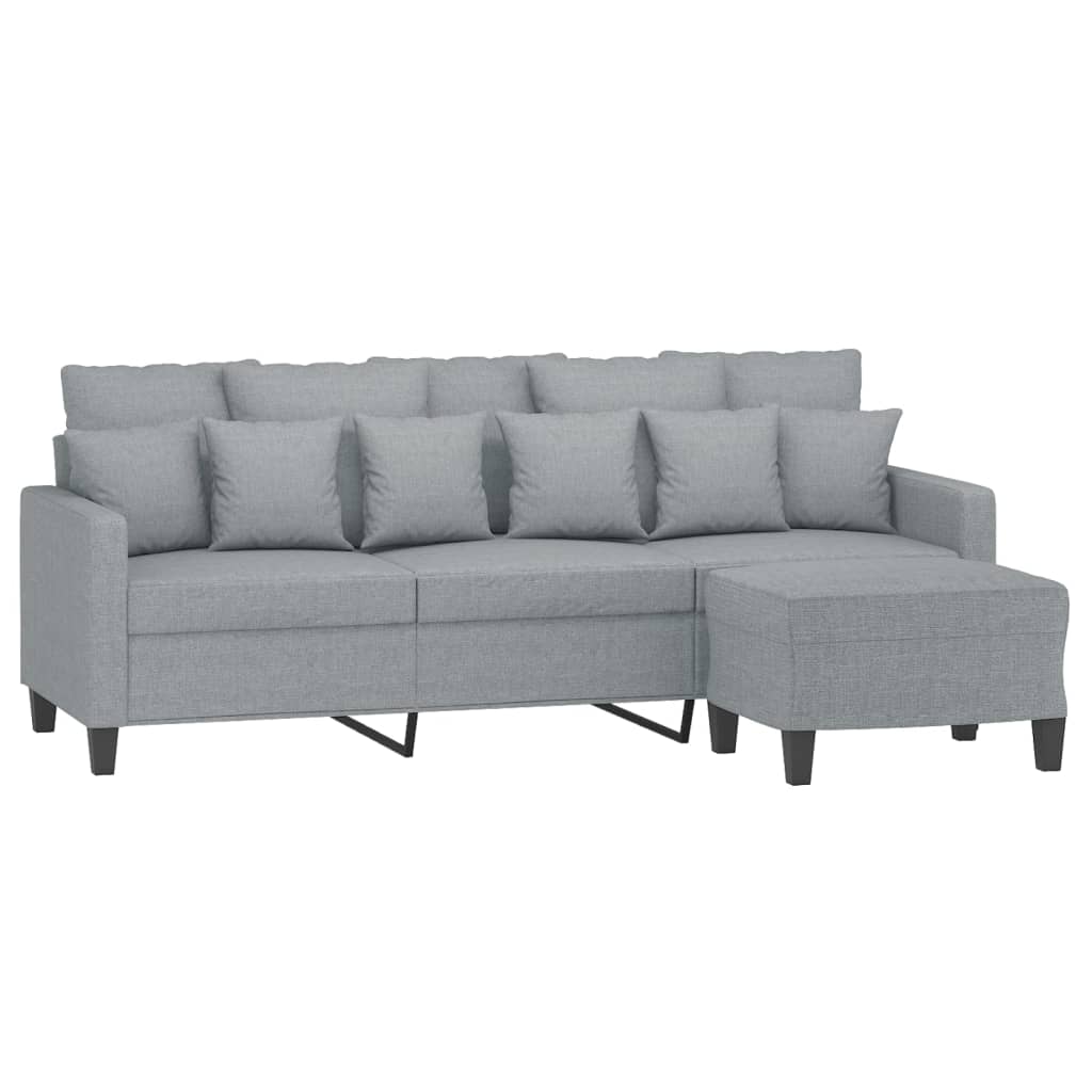 Canapé à 3 places avec repose-pieds Gris clair 180 cm Tissu - XIOS