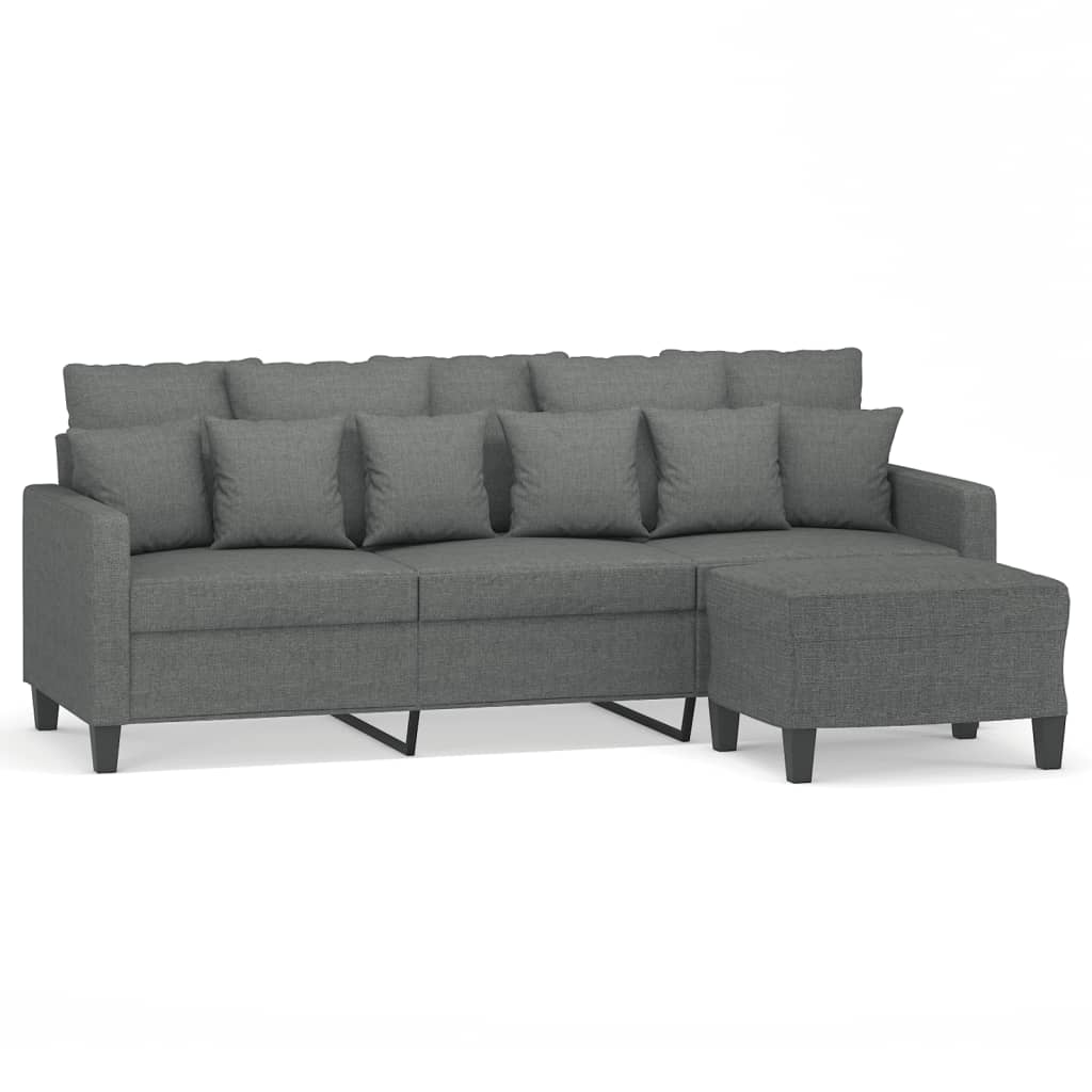 Canapé à 3 places avec repose-pieds Gris foncé 180 cm Tissu - XIOS