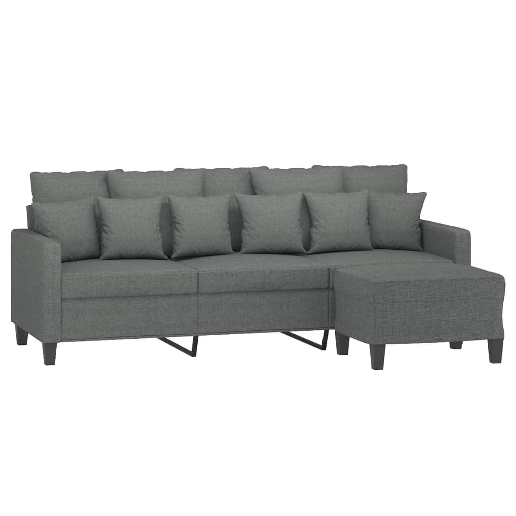 Canapé à 3 places avec repose-pieds Gris foncé 180 cm Tissu - XIOS