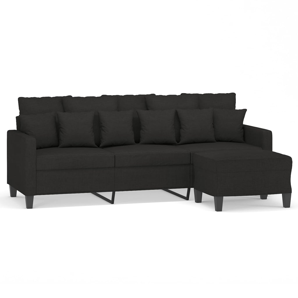 Canapé à 3 places avec repose-pieds Noir 180 cm Tissu - XIOS