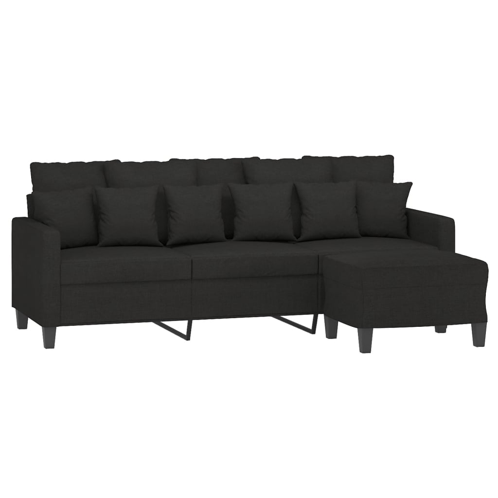 Canapé à 3 places avec repose-pieds Noir 180 cm Tissu - XIOS