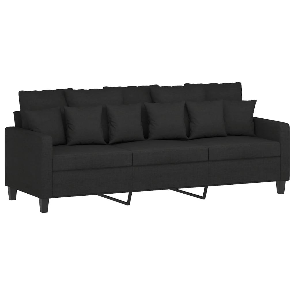 Canapé à 3 places avec repose-pieds Noir 180 cm Tissu - XIOS