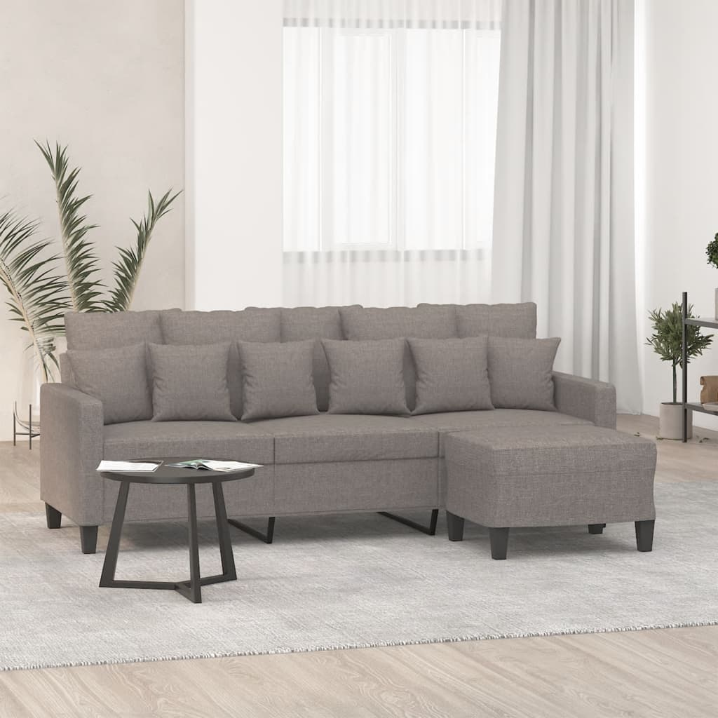 Canapé à 3 places avec repose-pieds Taupe 180 cm Tissu - XIOS