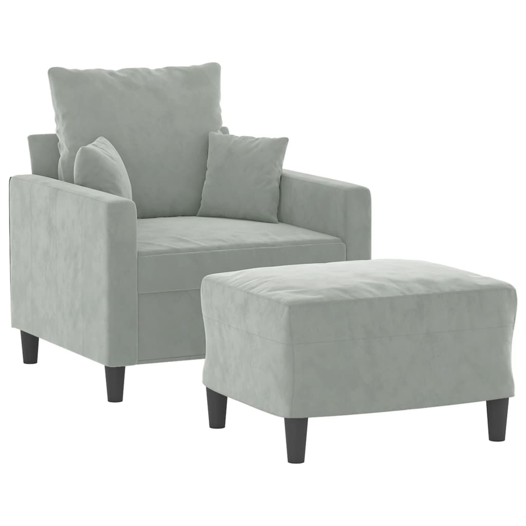 Fauteuil avec repose-pied Gris clair 60 cm Velours - XIOS