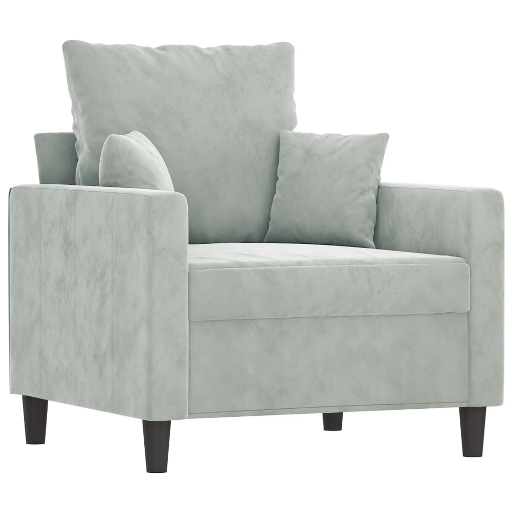 Fauteuil avec repose-pied Gris clair 60 cm Velours - XIOS