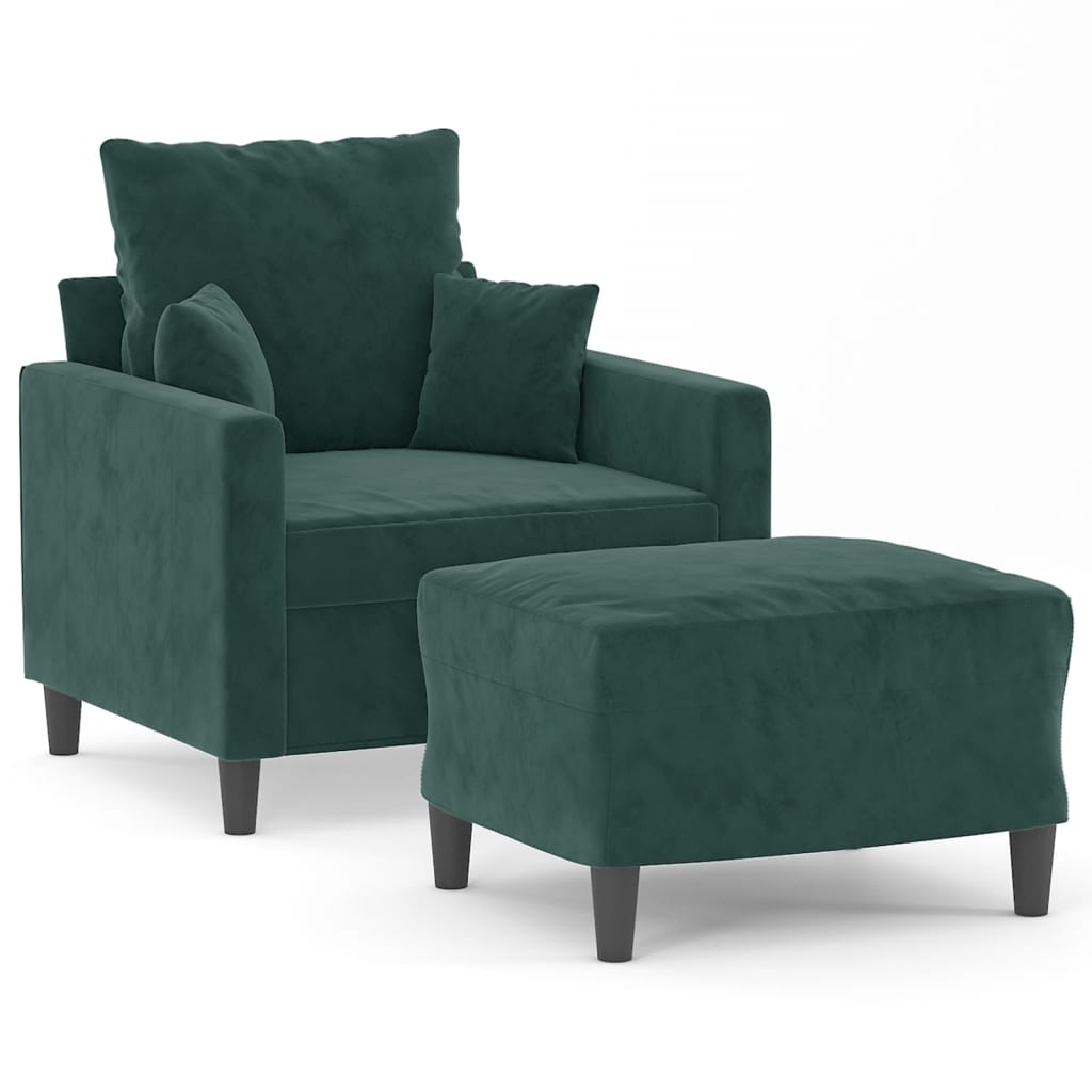 Fauteuil avec repose-pied Vert foncé 60 cm Velours - XIOS