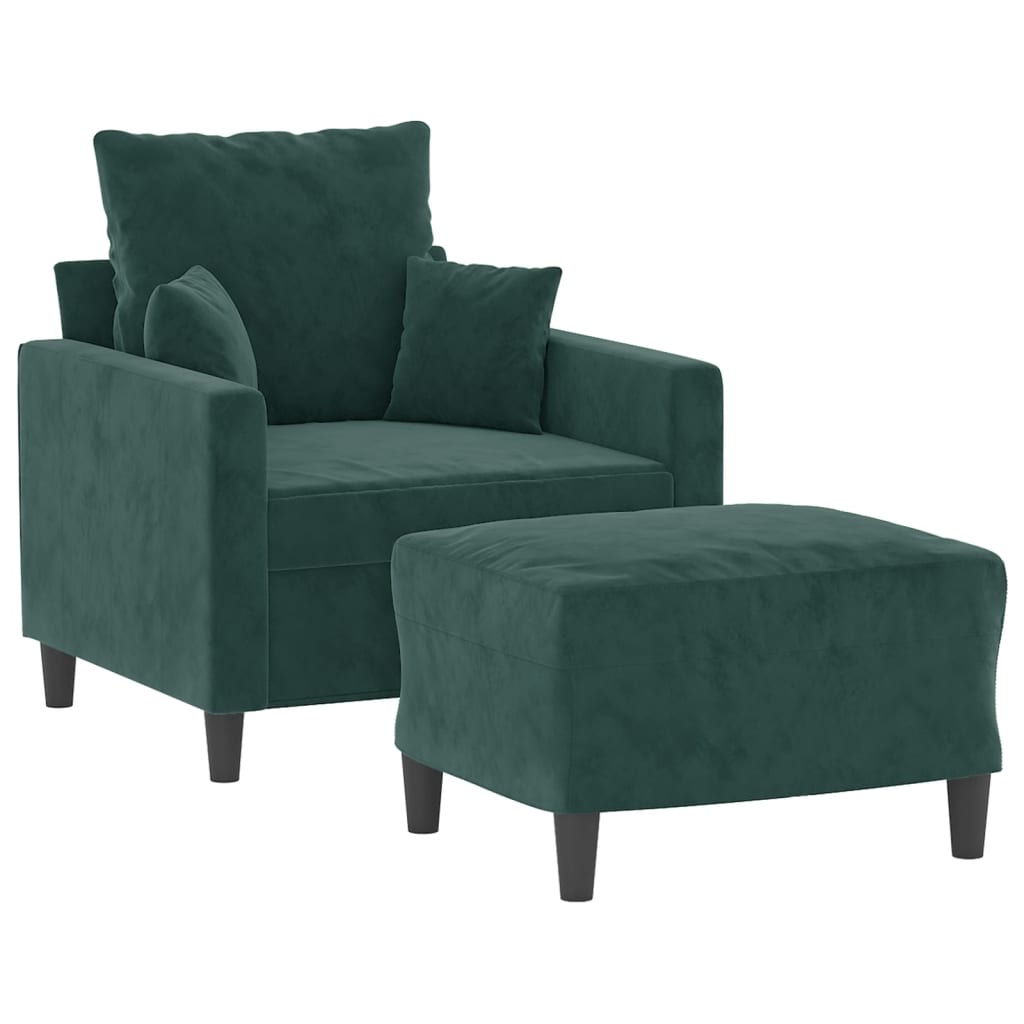 Fauteuil avec repose-pied Vert foncé 60 cm Velours - XIOS