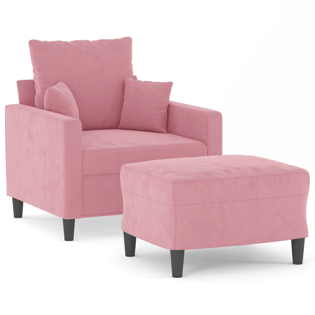 Fauteuil avec repose-pied Rose 60 cm Velours - XIOS