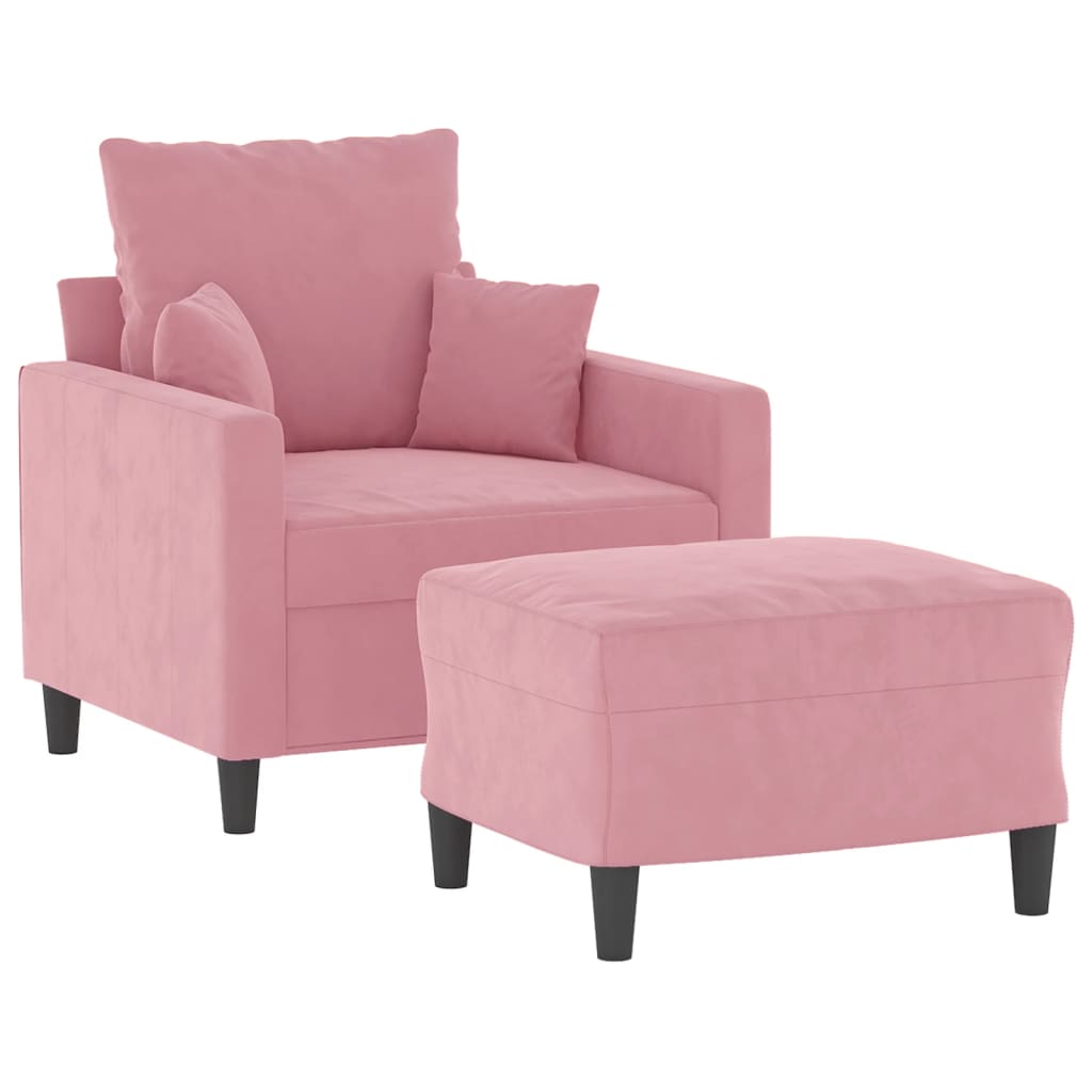 Fauteuil avec repose-pied Rose 60 cm Velours - XIOS