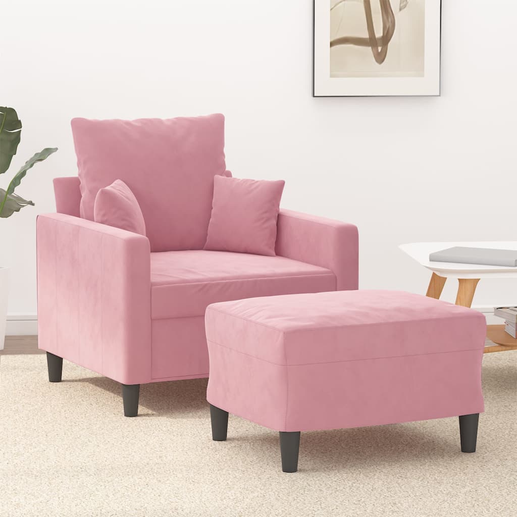 Fauteuil avec repose-pied Rose 60 cm Velours - XIOS