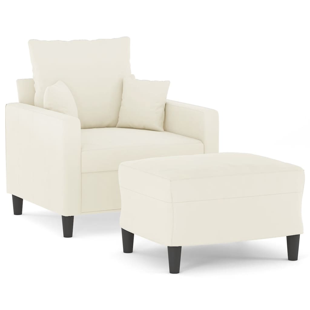 Fauteuil avec repose-pied Crème 60 cm Velours - XIOS