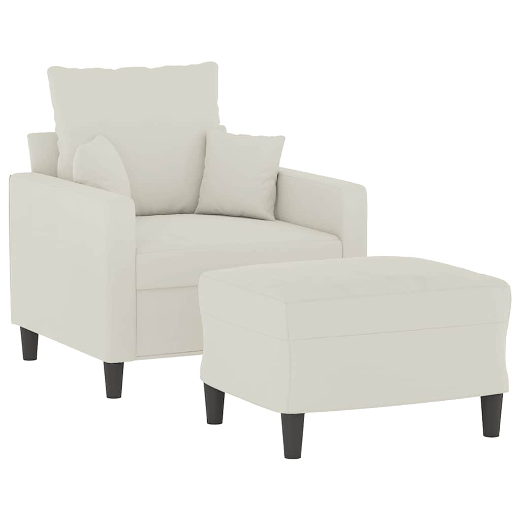 Fauteuil avec repose-pied Crème 60 cm Velours - XIOS