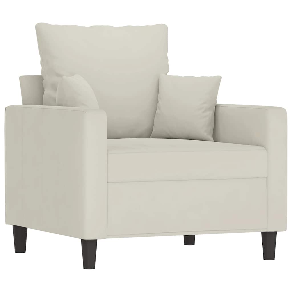 Fauteuil avec repose-pied Crème 60 cm Velours - XIOS