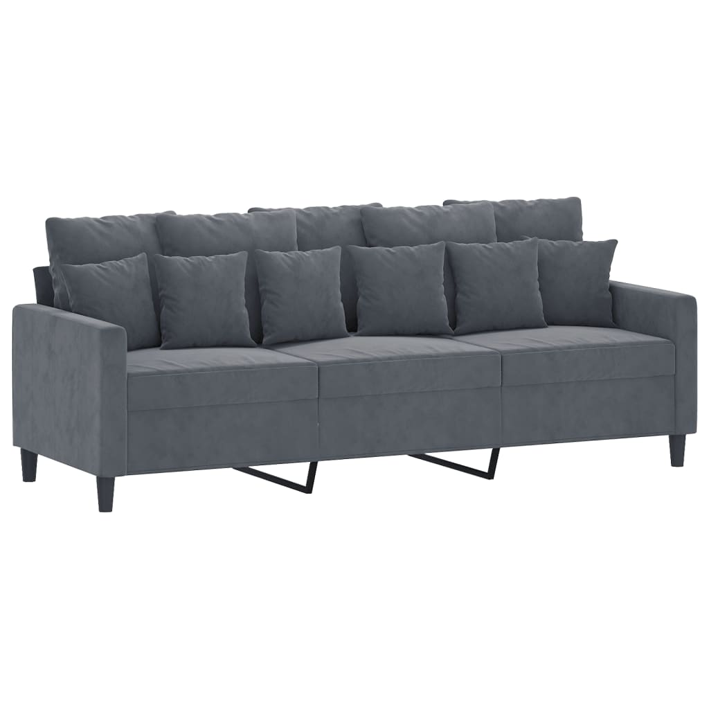 Canapé à 3 places avec repose-pieds Gris foncé 180 cm Velours - XIOS