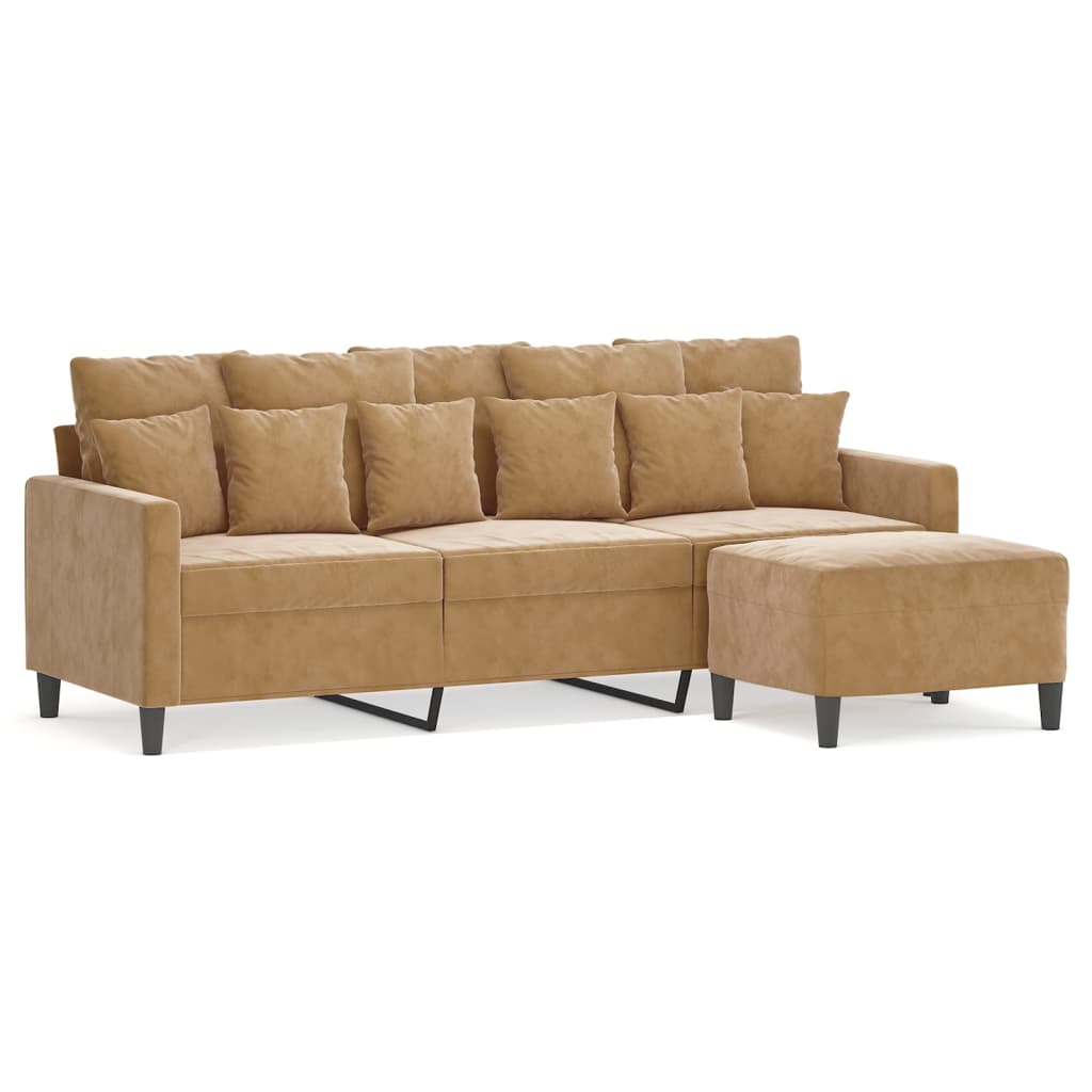 Canapé à 3 places avec repose-pieds Marron 180 cm Velours - XIOS