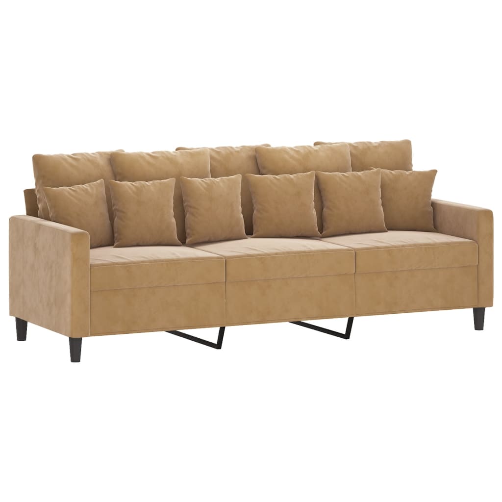 Canapé à 3 places avec repose-pieds Marron 180 cm Velours - XIOS