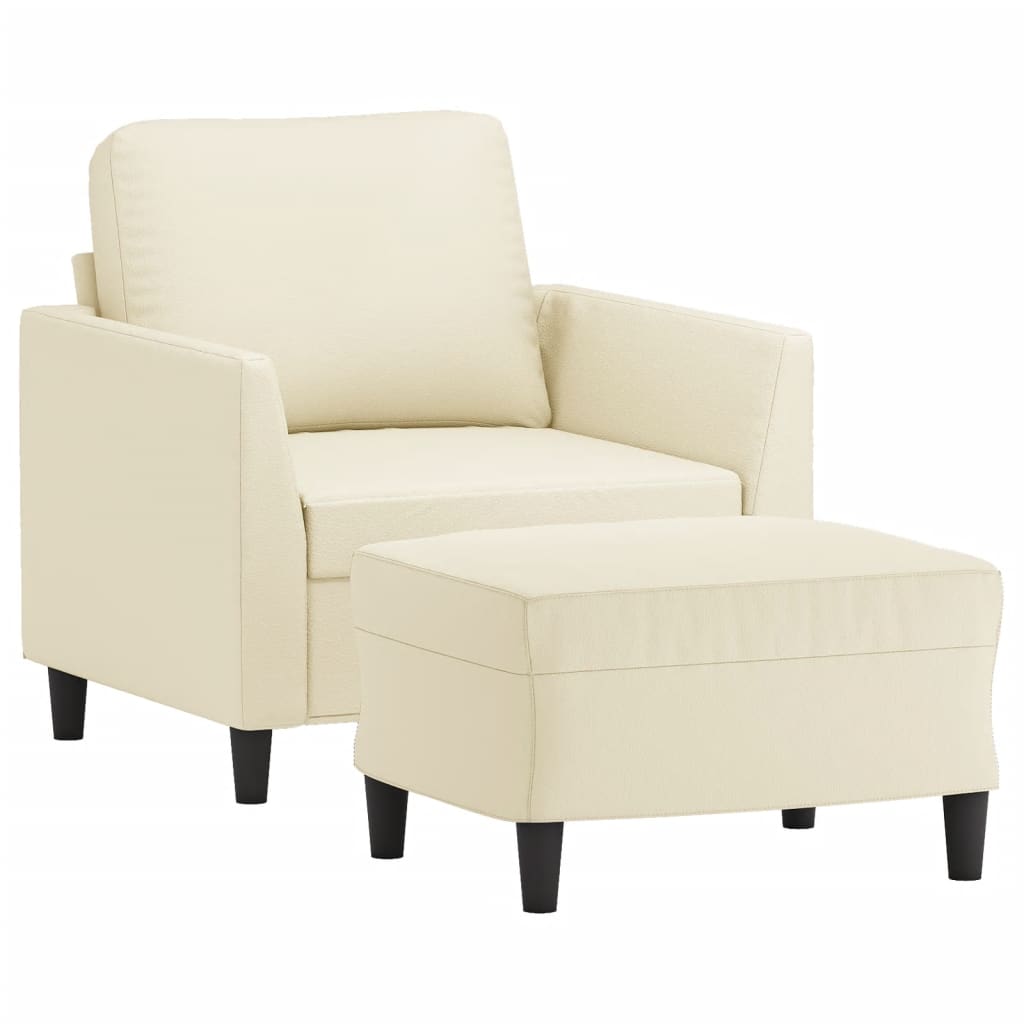 Fauteuil avec repose-pied Crème 60 cm Similicuir - XIOS