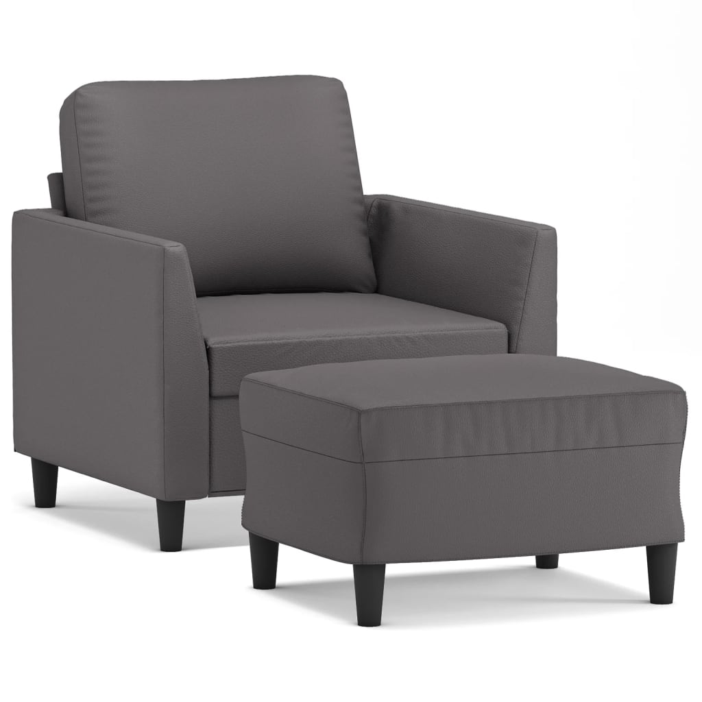 Fauteuil avec repose-pied Gris 60 cm Similicuir - XIOS