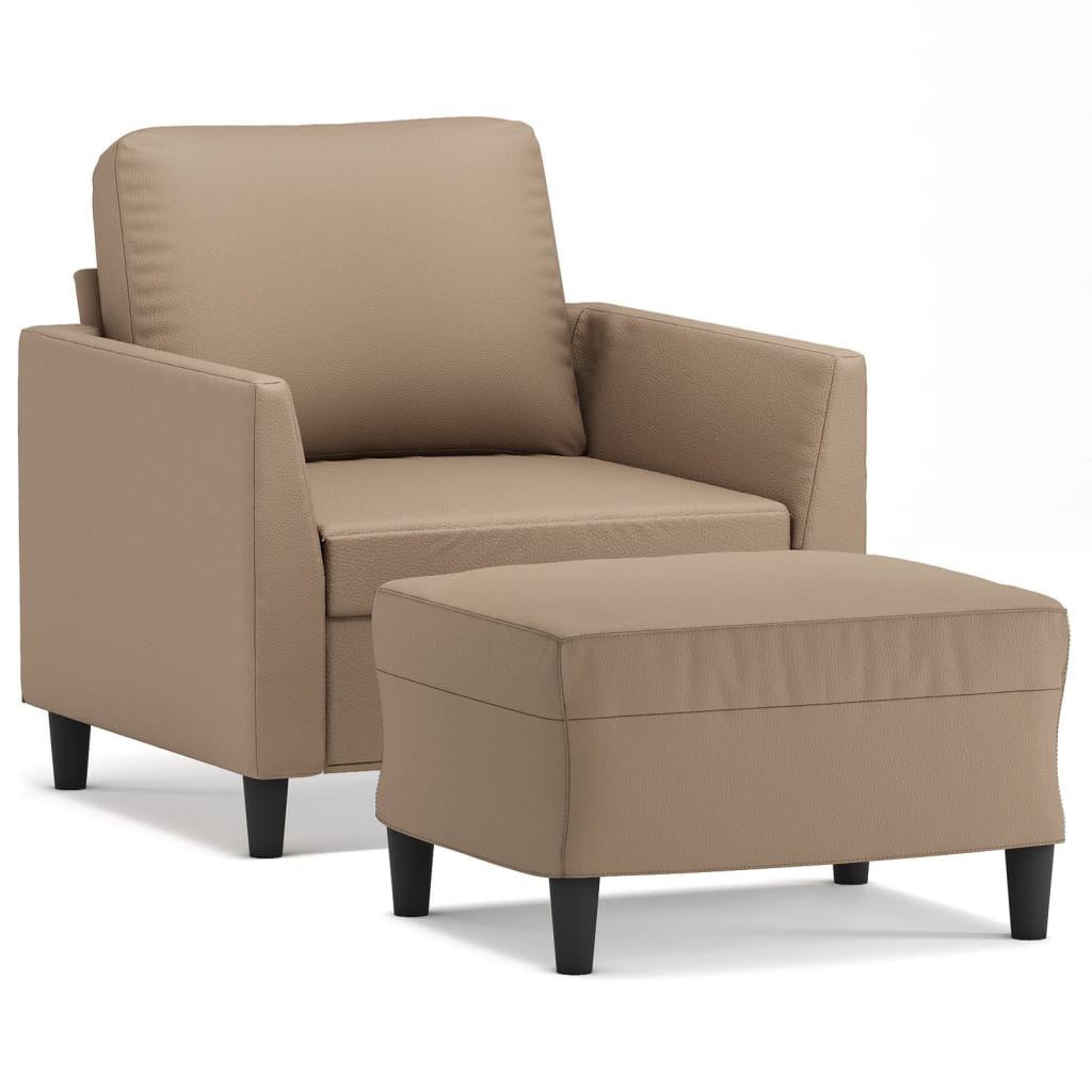 Fauteuil avec repose-pied Cappuccino 60 cm Similicuir - XIOS