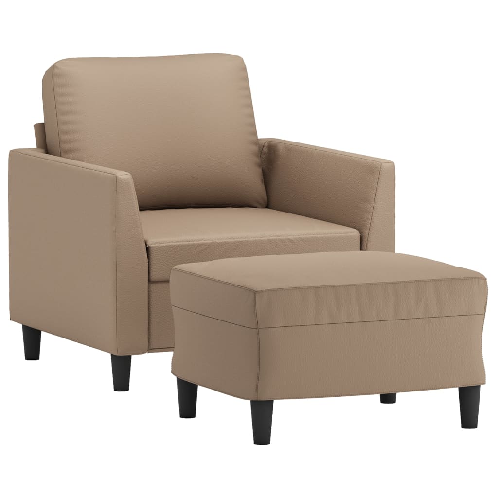 Fauteuil avec repose-pied Cappuccino 60 cm Similicuir - XIOS