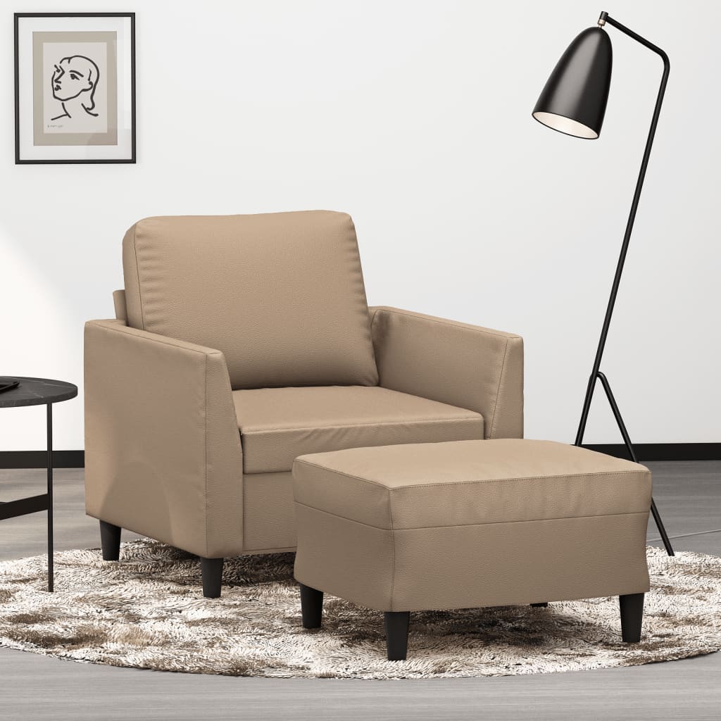 Fauteuil avec repose-pied Cappuccino 60 cm Similicuir - XIOS