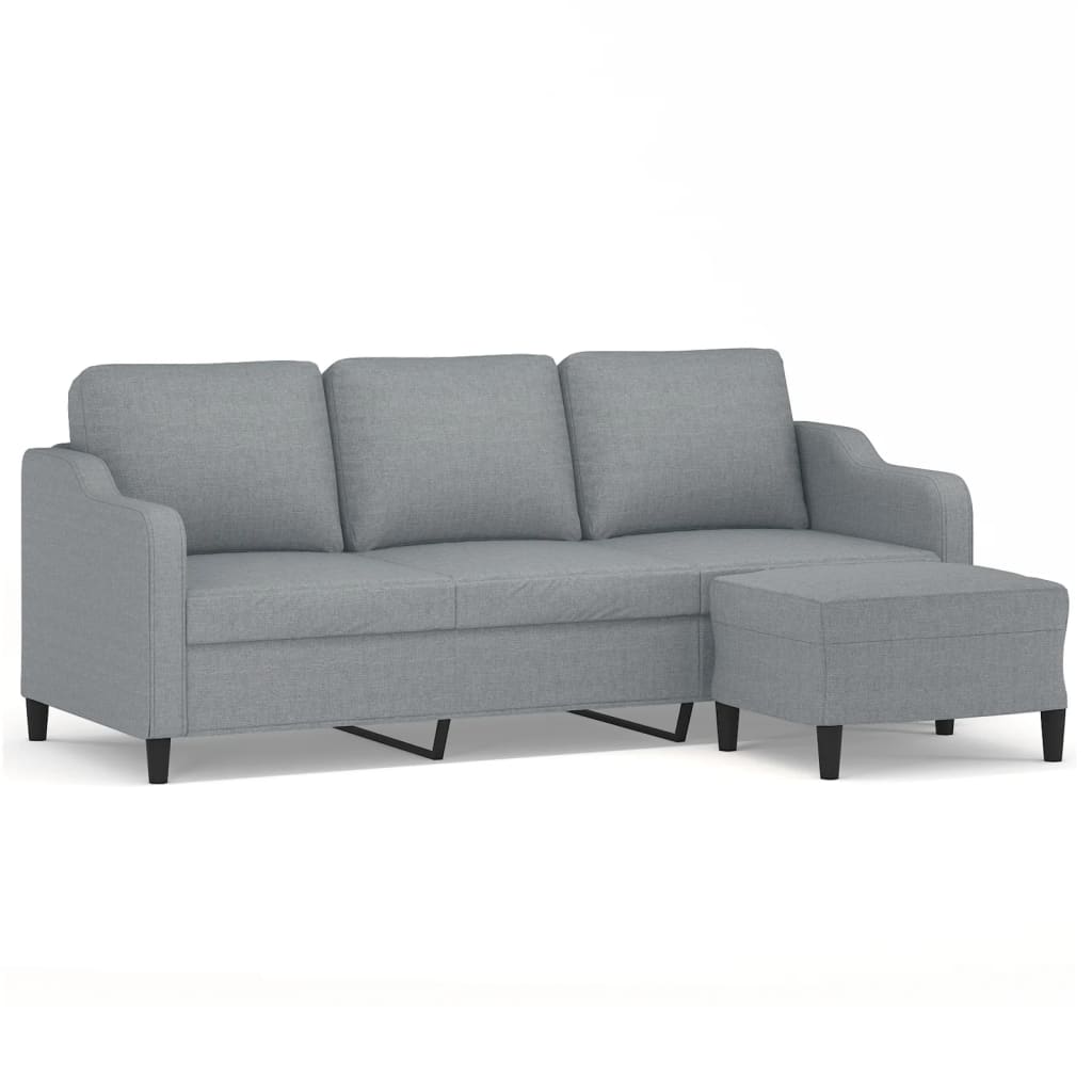 Canapé à 3 places avec repose-pieds Gris clair 180 cm Tissu - XIOS