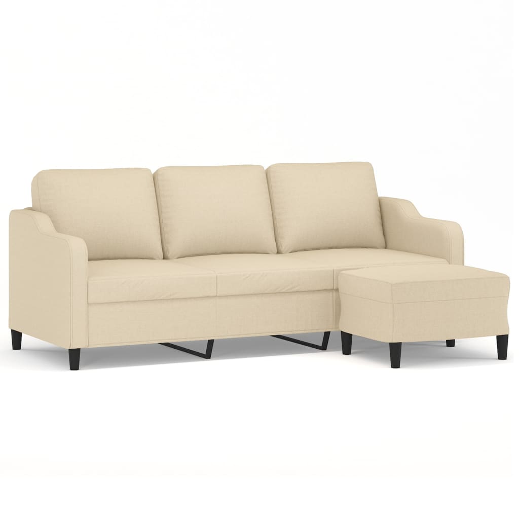 Canapé à 3 places avec repose-pieds Crème 180 cm Tissu - XIOS