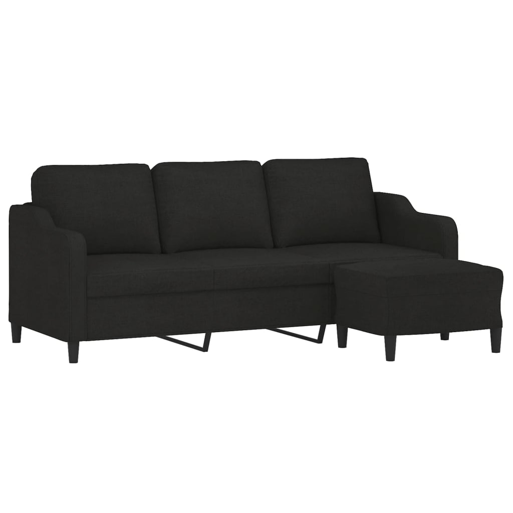 Canapé à 3 places avec repose-pieds Noir 180 cm Tissu - XIOS