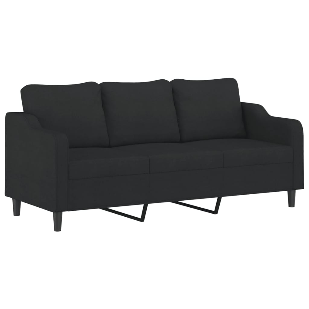 Canapé à 3 places avec repose-pieds Noir 180 cm Tissu - XIOS