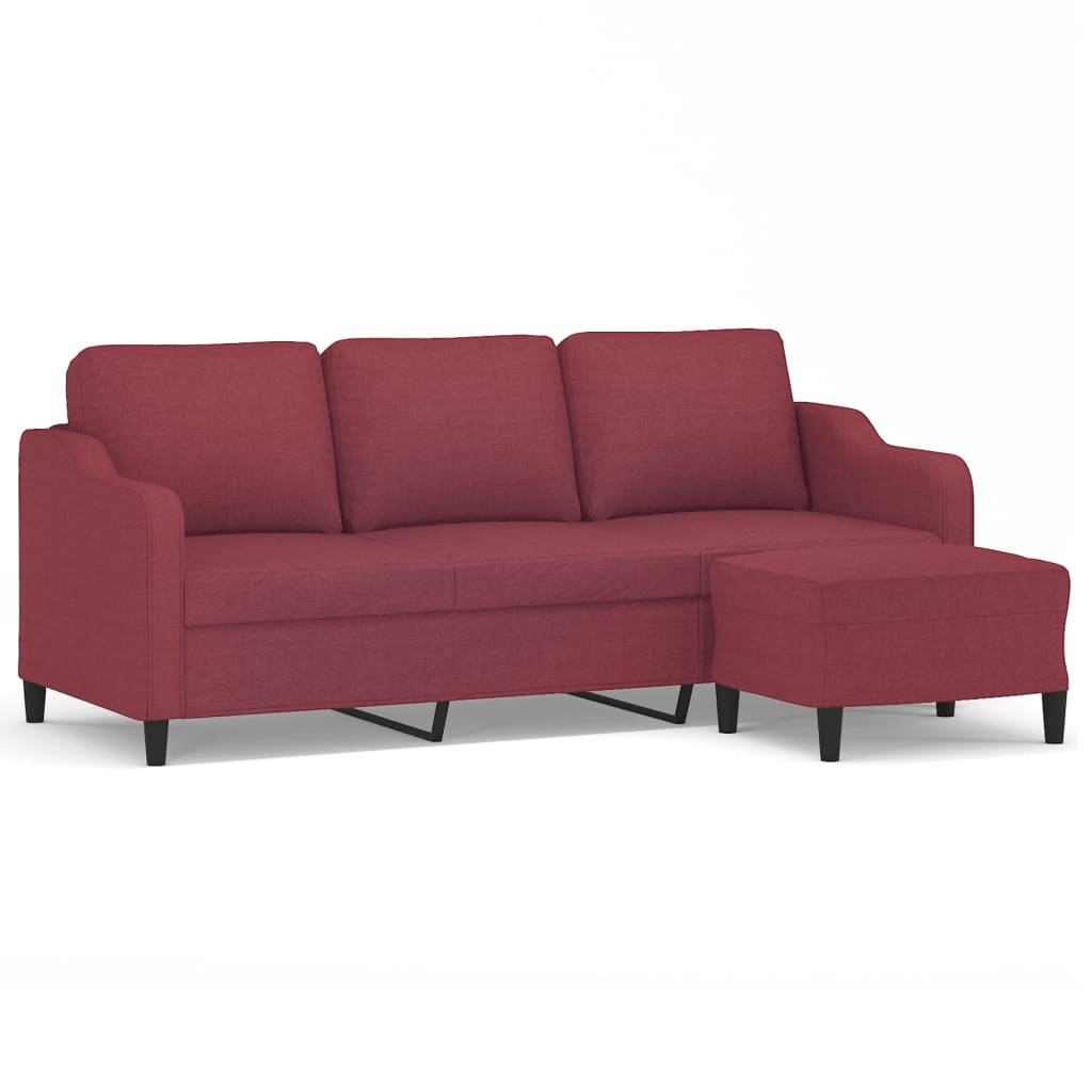 Canapé à 3 places avec repose-pieds Rouge bordeaux 180 cm Tissu - XIOS