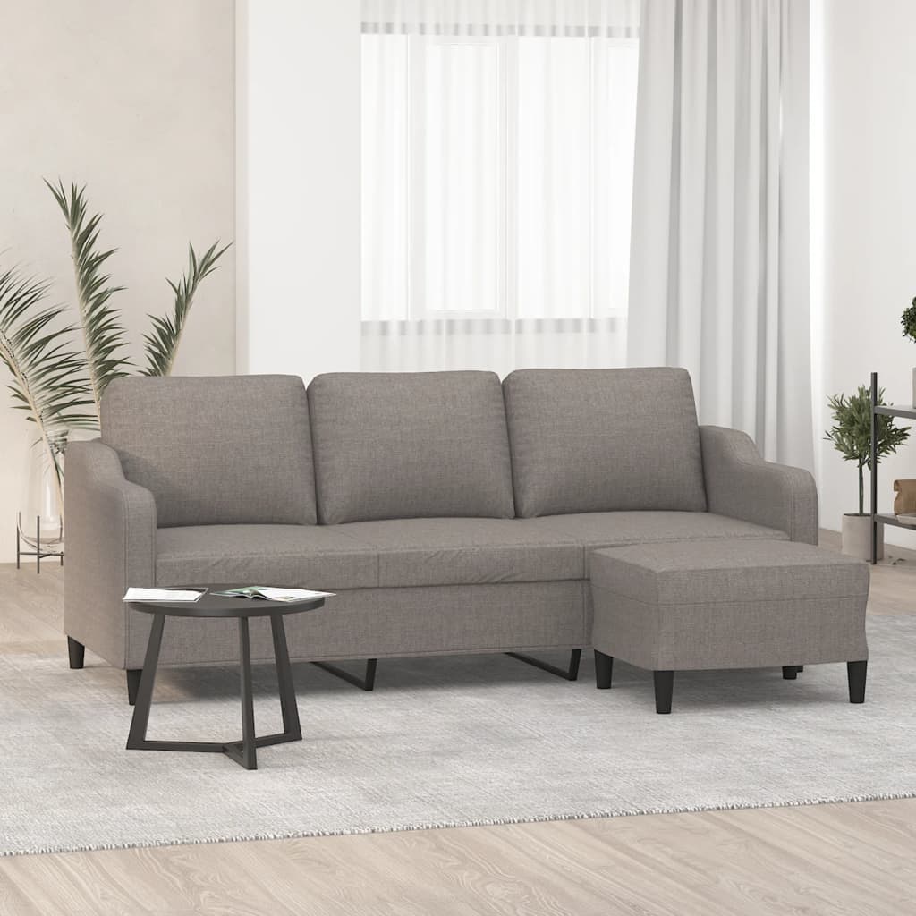 Canapé à 3 places avec repose-pieds Taupe 180 cm Tissu - XIOS