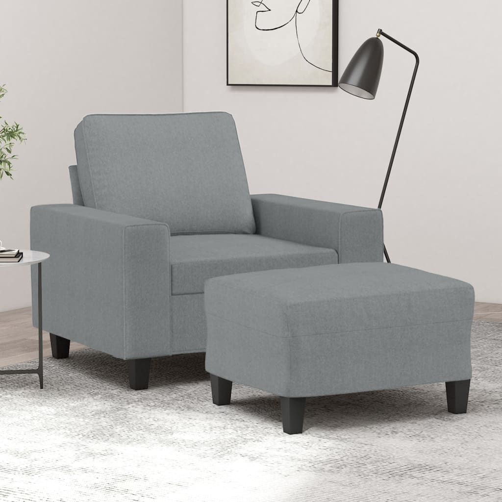 Fauteuil avec repose-pied Gris clair 60 cm Tissu - XIOS