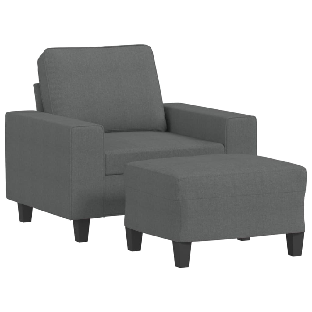 Fauteuil avec repose-pied Gris foncé 60 cm Tissu - XIOS