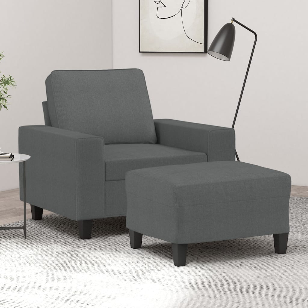Fauteuil avec repose-pied Gris foncé 60 cm Tissu - XIOS
