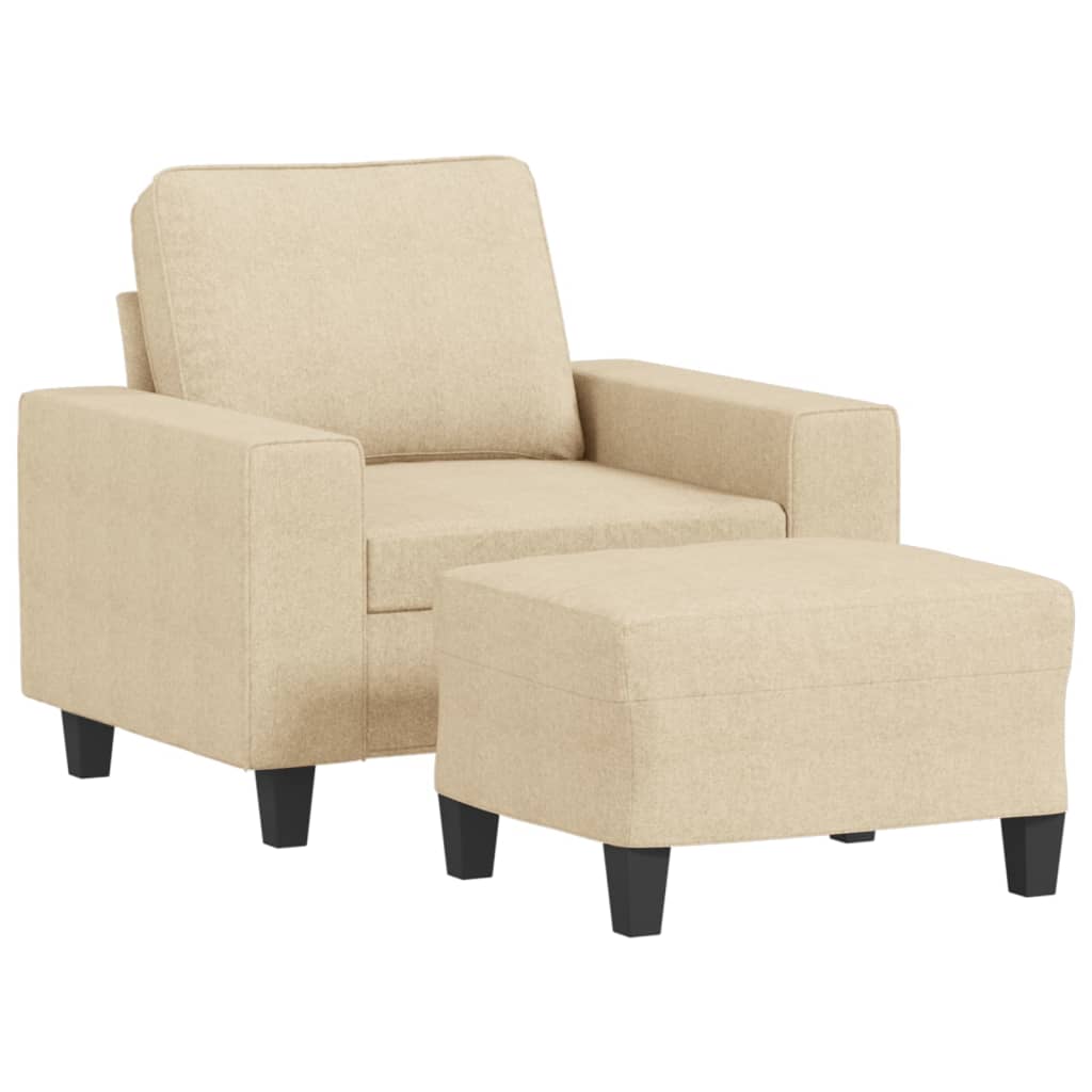 Fauteuil avec repose-pied Crème 60 cm Tissu - XIOS