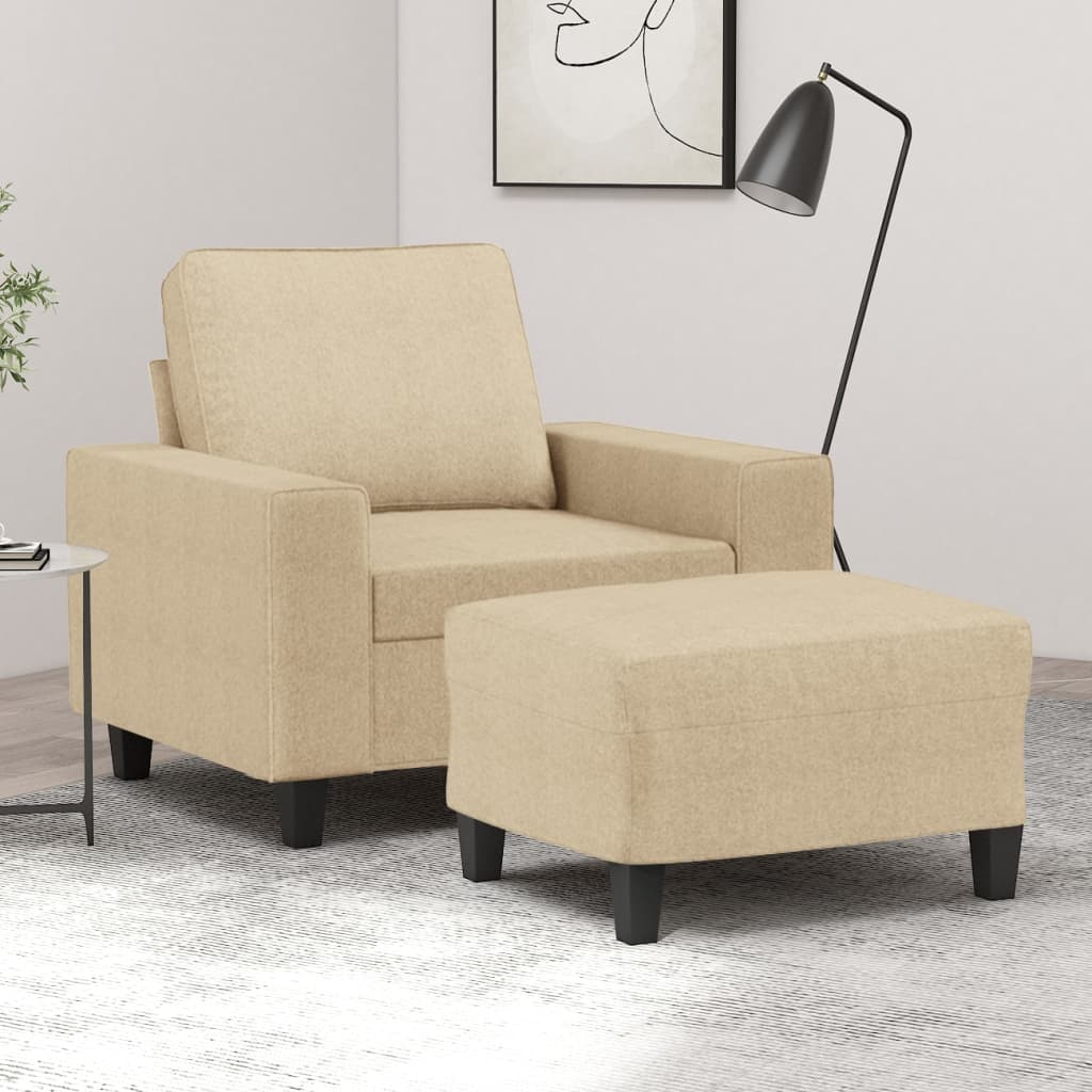 Fauteuil avec repose-pied Crème 60 cm Tissu - XIOS