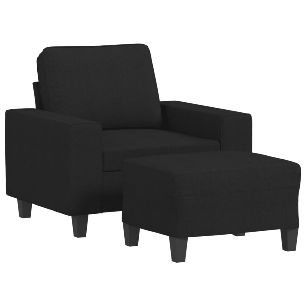 Fauteuil avec repose-pied Noir 60 cm Tissu - XIOS