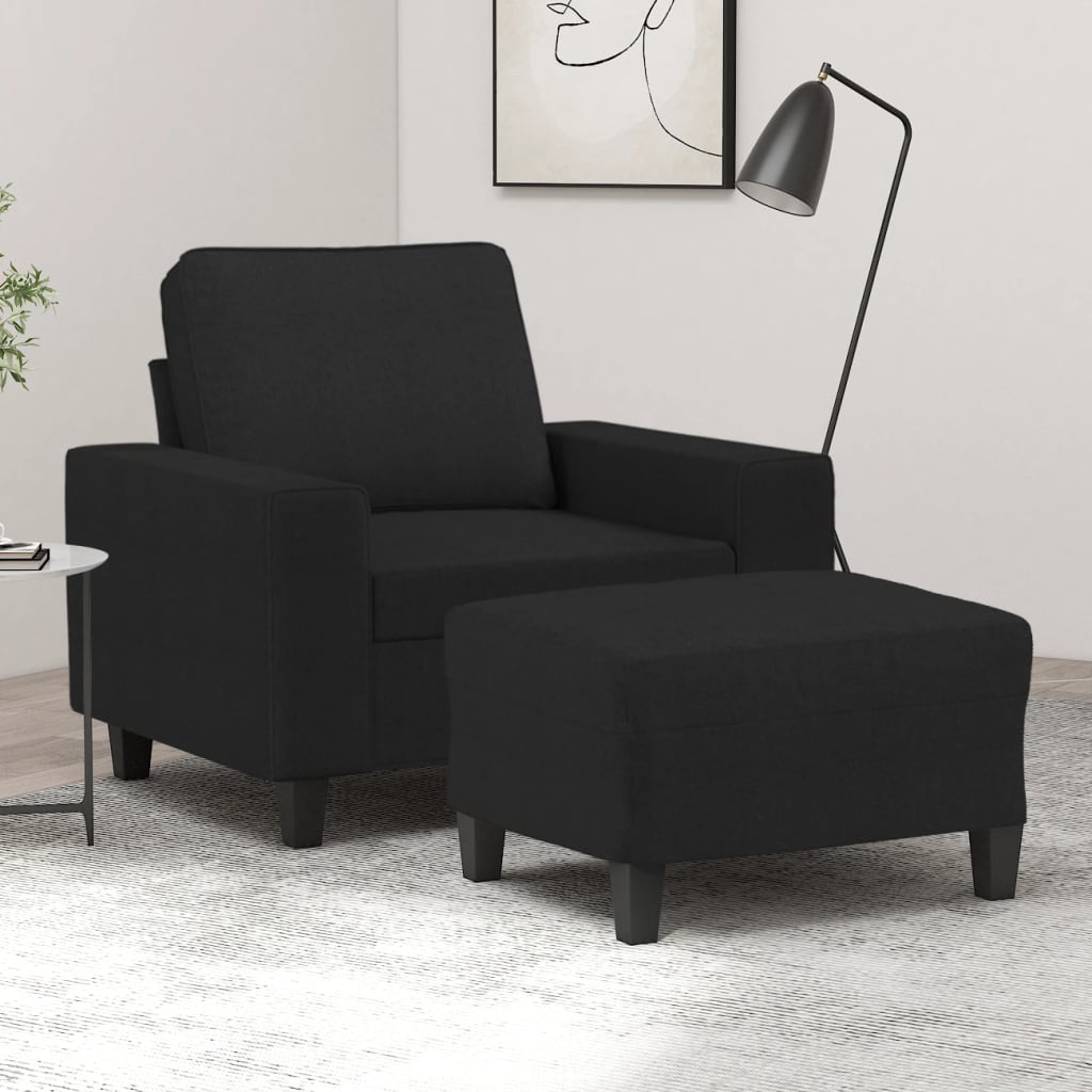 Fauteuil avec repose-pied Noir 60 cm Tissu - XIOS