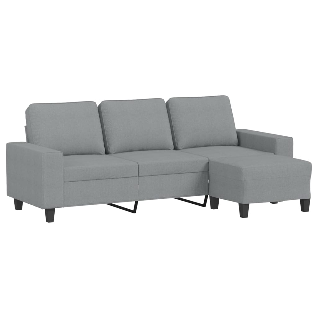 Canapé à 3 places avec repose-pieds Gris clair 180 cm Tissu - XIOS